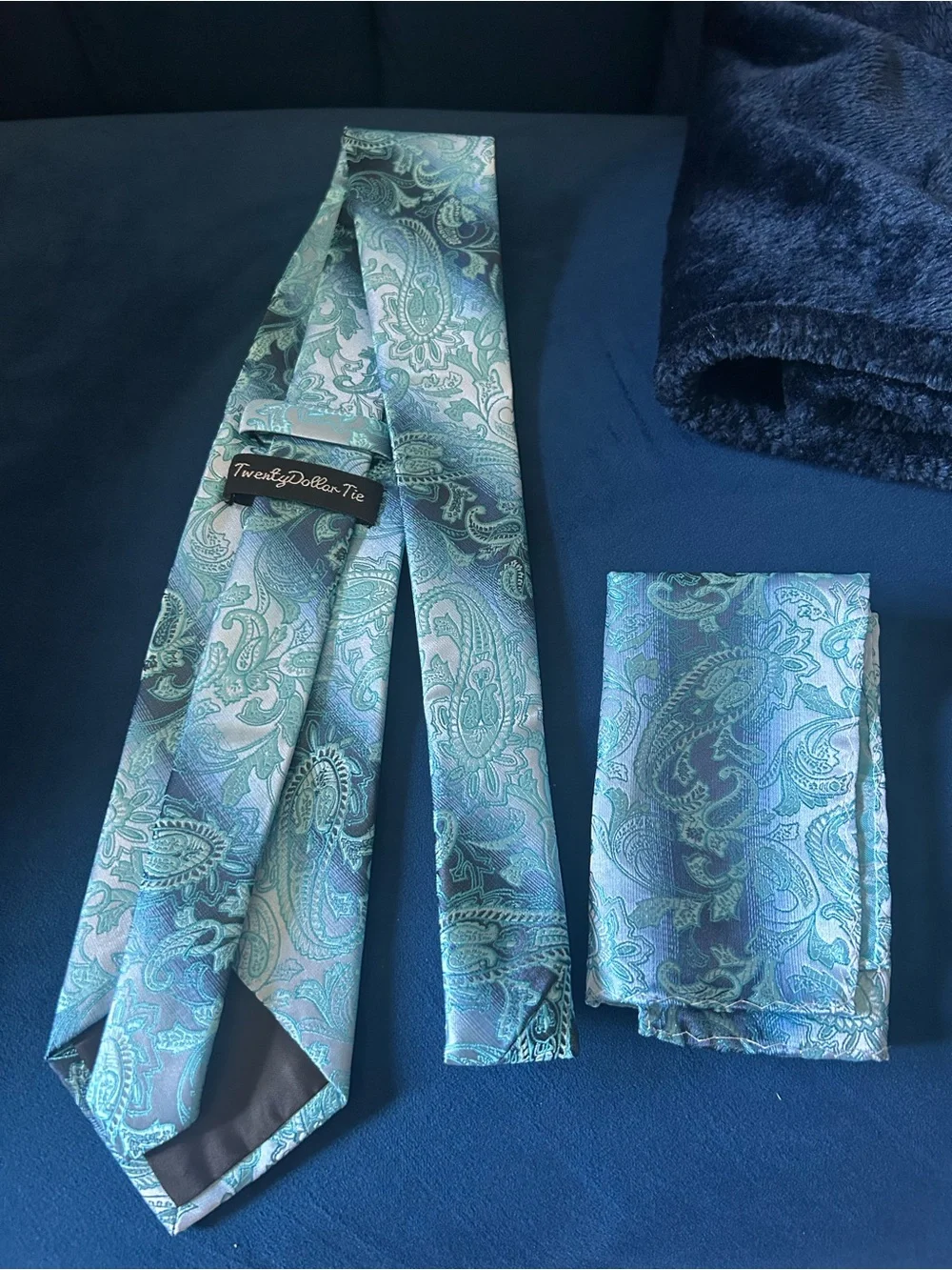 Teal Paisley Men's Tie and Pocket Square Set